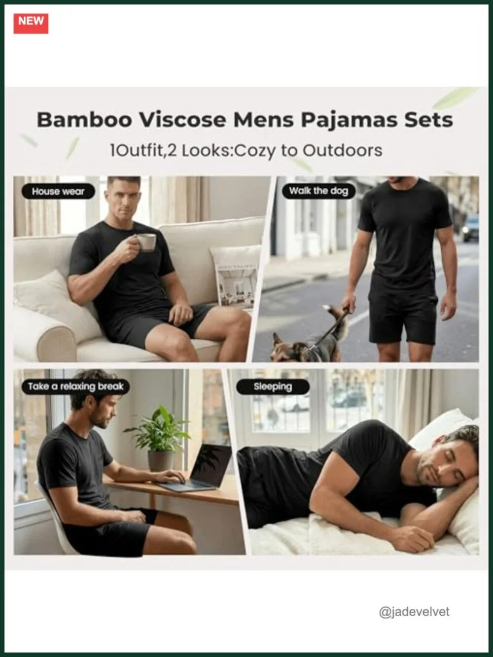 Men's Cooling Bamboo Viscose Pajama Set - Short Sleeve & Shorts